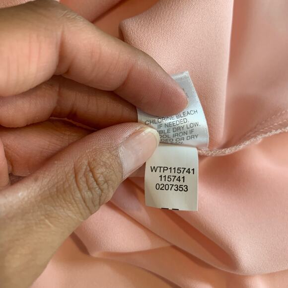 J Jill Blouse Women XL Extra Large Dusty Pink Split Neck Tab Sleeve Asymmetrical - Picture 10 of 12